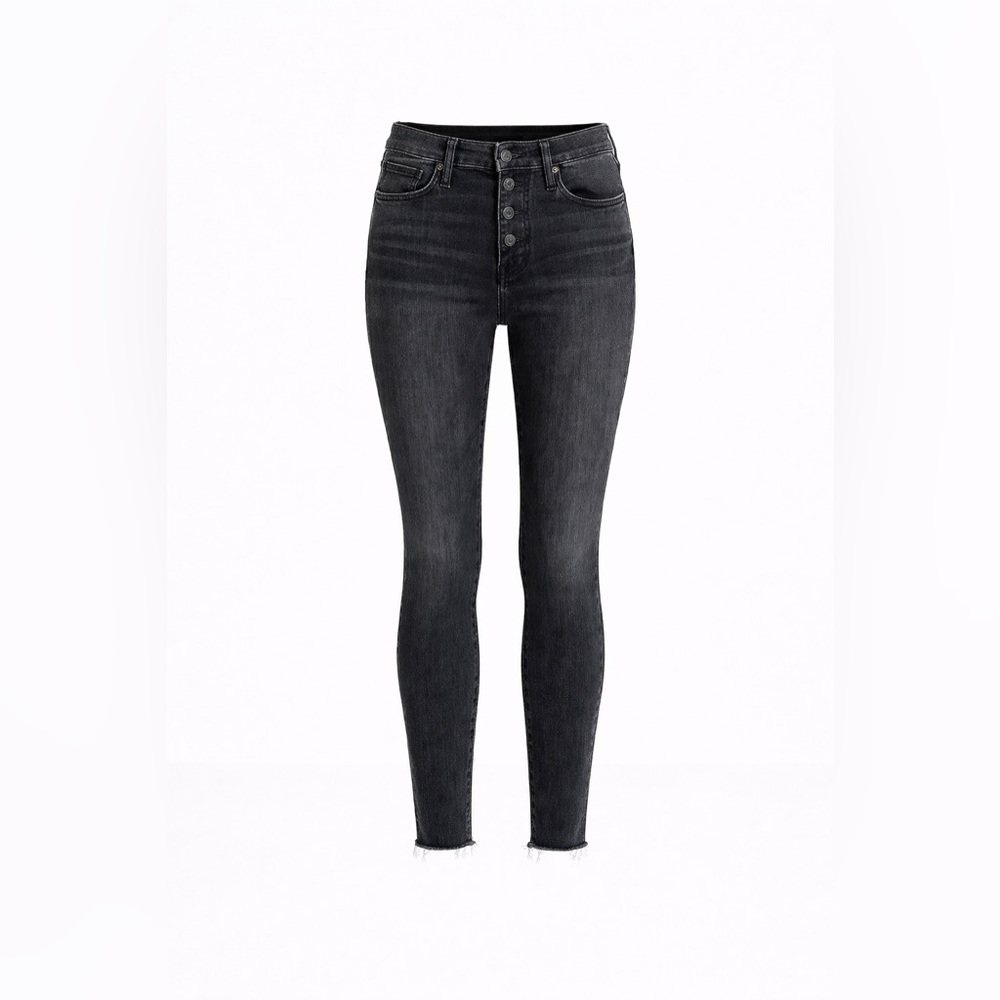 MOTHER The Stunner Ankle‎ Fray 26 Black Button Fly Raw Hem